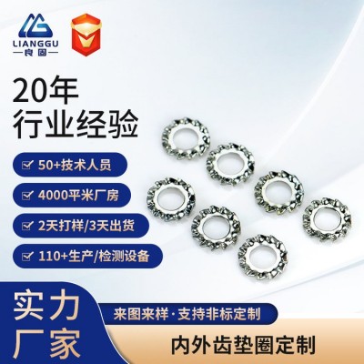 厂家批发不锈钢A2锯齿垫圈菊花型介子内外多齿防松防滑大垫 圈