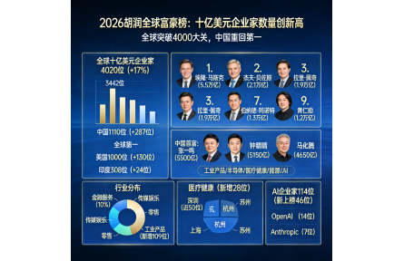 2026胡润全球富豪榜：马斯克5.5万亿元登顶，张一鸣5500亿